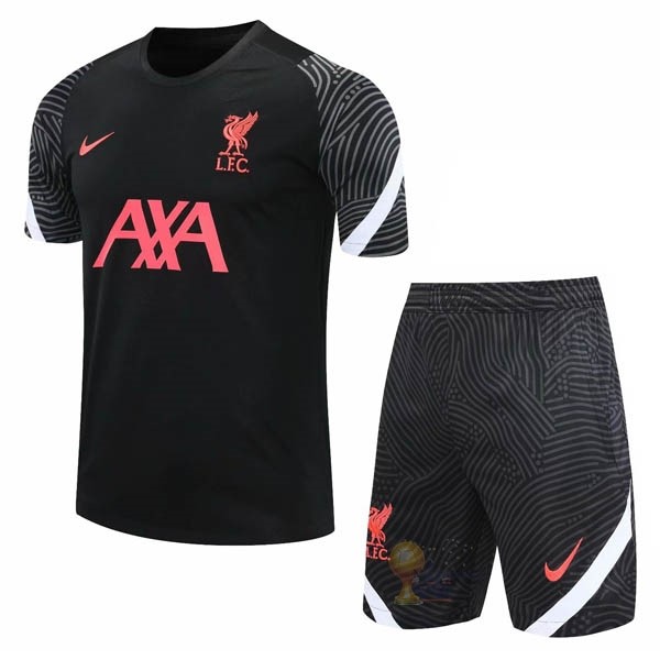 Calcio Maglie Entrenamiento Conjunto Completo Liverpool 2020 2021 Nero Rosso