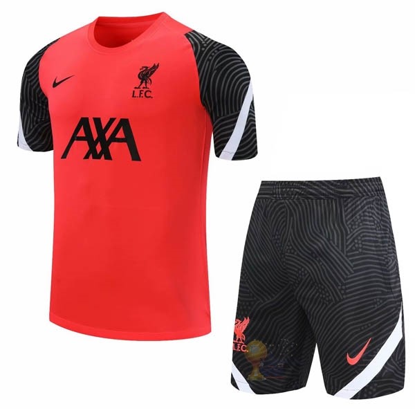 Calcio Maglie Entrenamiento Conjunto Completo Liverpool 2020 2021 Rosso Nero