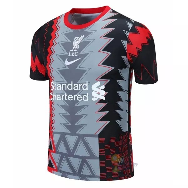 Calcio Maglie Formazione Liverpool 2021 2022 Grigio Nero Rosso