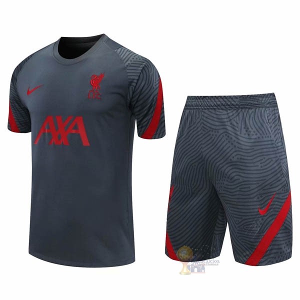 Calcio Maglie Formazione Set Completo Liverpool 2020 2021 Grigio Rosso