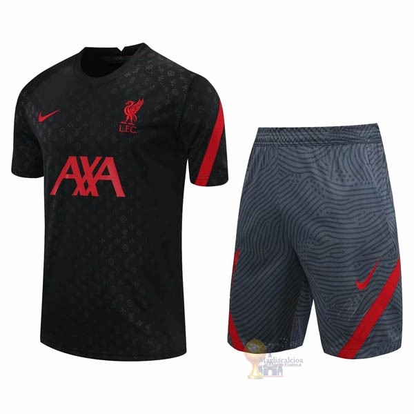 Calcio Maglie Formazione Set Completo Liverpool 2020 2021 Nero Grigio