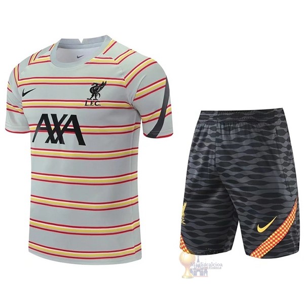 Calcio Maglie Formazione Set Completo Liverpool 2021 2022 Grigio Giallo