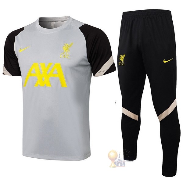 Calcio Maglie Formazione Set Completo Liverpool 2021 2022 Grigio Nero