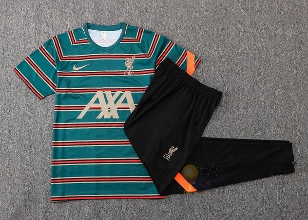 Calcio Maglie Formazione Set Completo Liverpool 2022 2023 Verde Arancione Nero