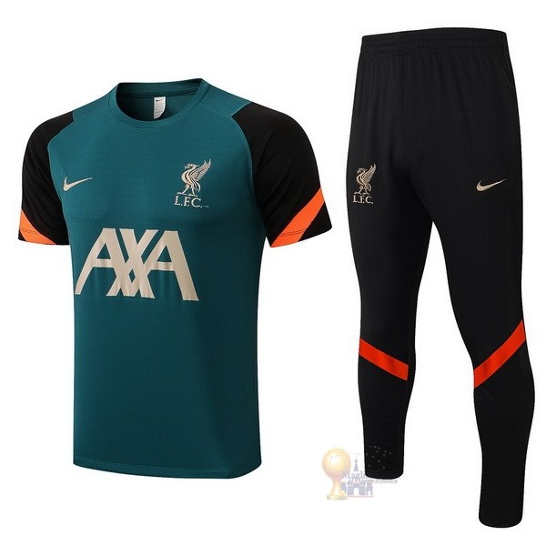 Calcio Maglie Formazione Set Completo Liverpool 2022 2023 Verde Nero Arancione