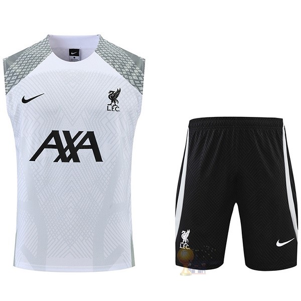 Calcio Maglie Formazione Sin Mangas Set Completo Liverpool 2022 2023 Bianco Grigio Nero