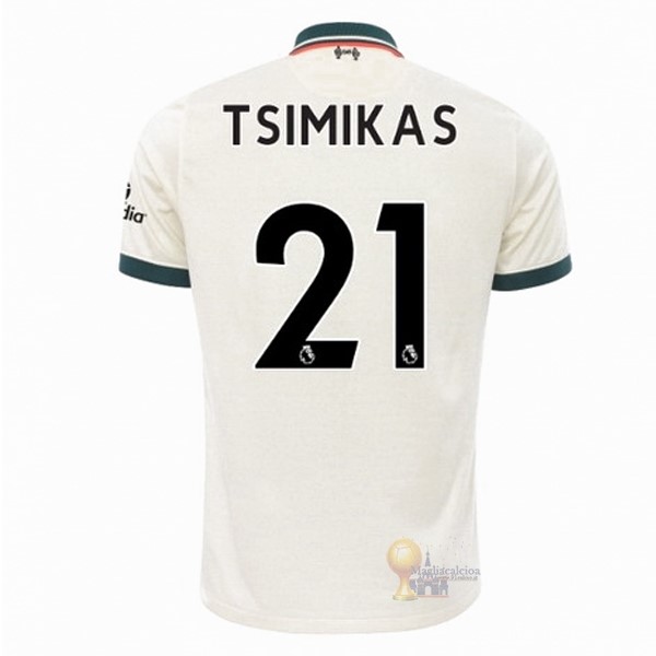 Calcio Maglie NO.21 Tsimikas Away Maglia Liverpool 2021 2022 Bianco