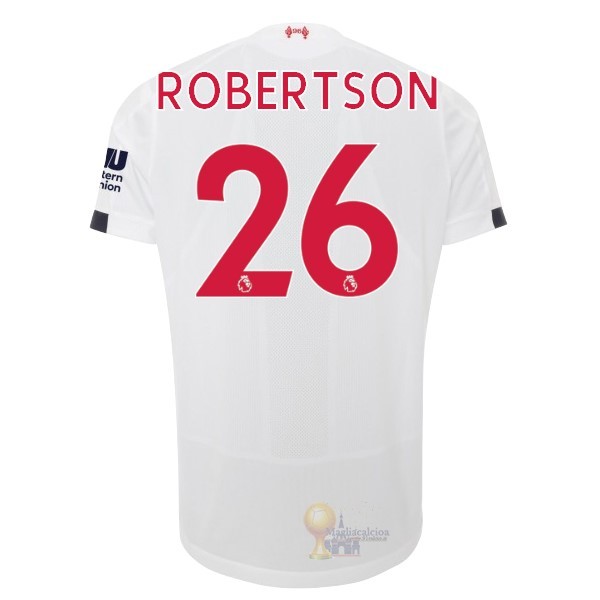 Calcio Maglie NO.26 Robertson Away Maglia Liverpool 2019 2020 Bianco