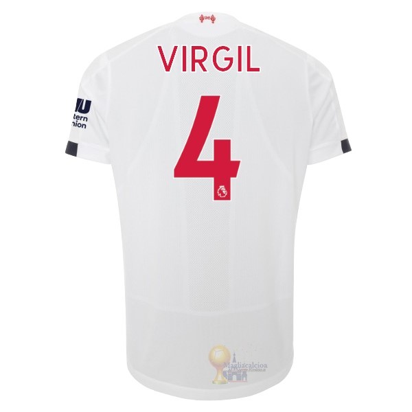 Calcio Maglie NO.4 Virgil Away Maglia Liverpool 2019 2020 Bianco