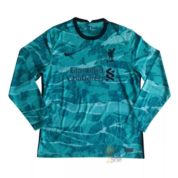 Calcio Maglie Segunda Manga Larga Liverpool 2020 2021 Blu