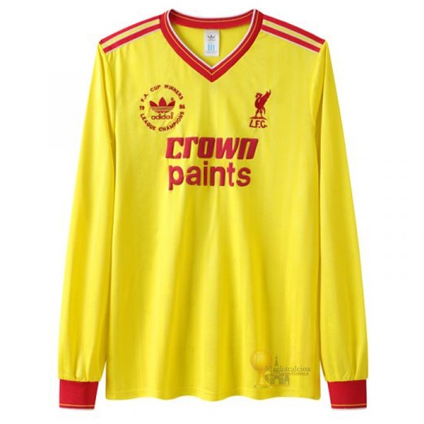 Calcio Maglie Terza Manica lunga Liverpool Stile rétro 1985 1986 Giallo