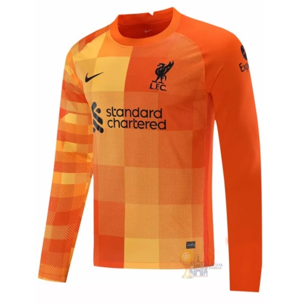 Calcio Maglie Terza Manica lunga Portiere Liverpool 2021 2022 Arancione