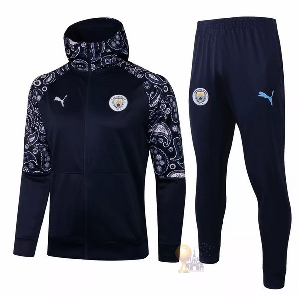 Calcio Maglie Chaqueta Con Capucha Manchester City 2020 2021 Blu Navy