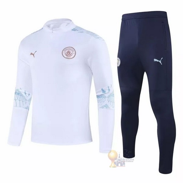 Calcio Maglie Giacca Manchester City 2020 2021 Bianco Blu
