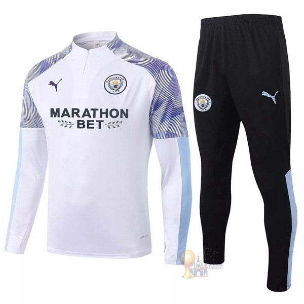 Calcio Maglie Giacca Manchester City 2020 2021 Bianco Purpureo