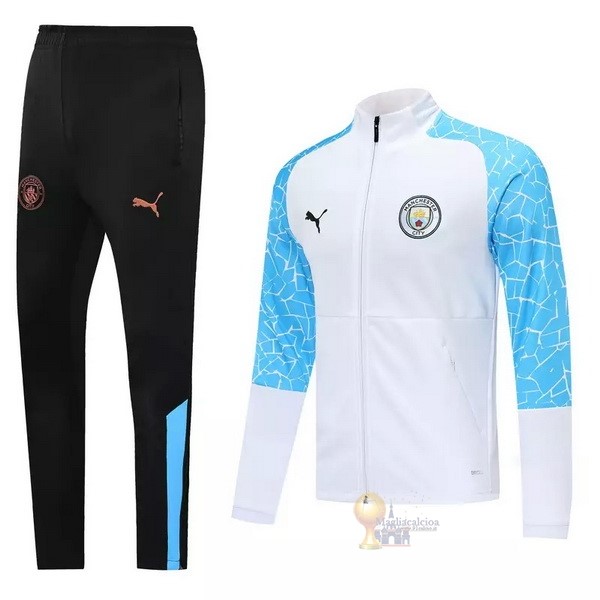 Calcio Maglie Giacca Manchester City 2020 2021 Blu Bianco