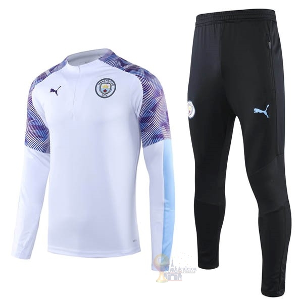 Calcio Maglie Tuta Presentazione Manchester City 2019 2020 Bianco Purpureo