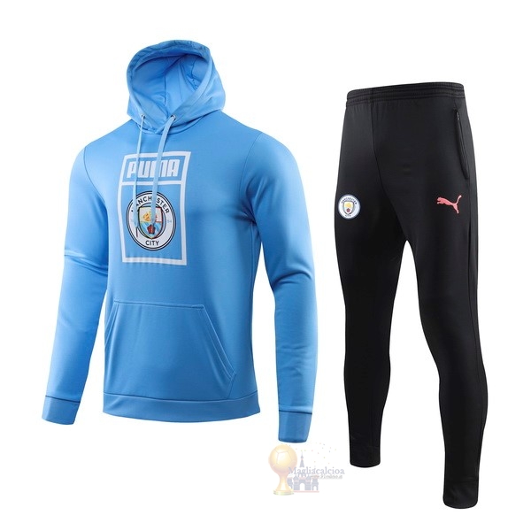Calcio Maglie Tuta Presentazione Manchester City 2019 2020 Blu Luce Nero