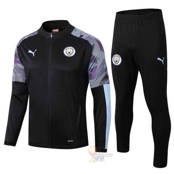 Calcio Maglie Tuta Presentazione Manchester City 2019 2020 Nero Blu Purpureo