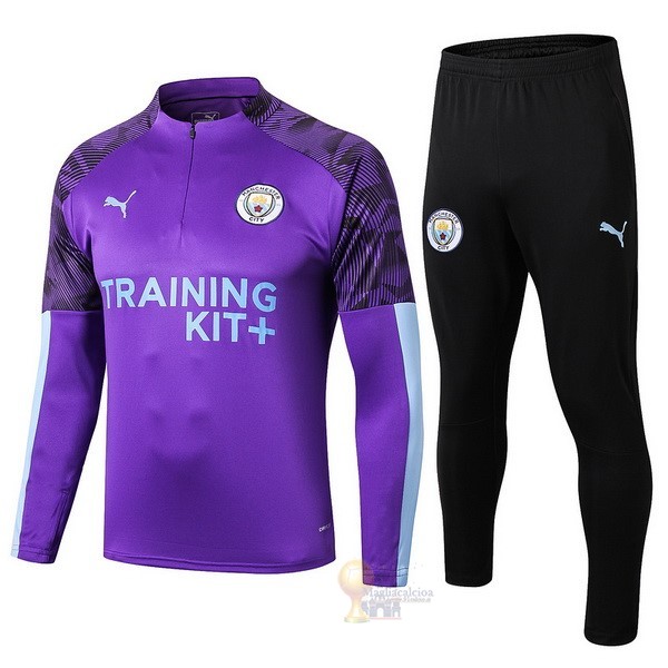 Calcio Maglie Tuta Presentazione Manchester City 2019 2020 Nero Purpureo