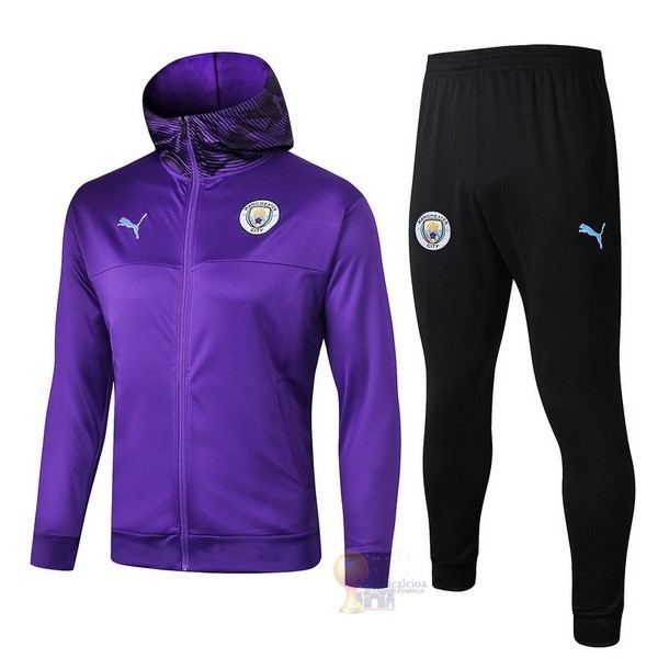 Calcio Maglie Tuta Presentazione Manchester City 2019 2020 Purpureo Nero1
