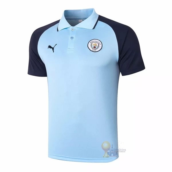 Calcio Maglie Polo Manchester City 2020 2021 Blu Nero