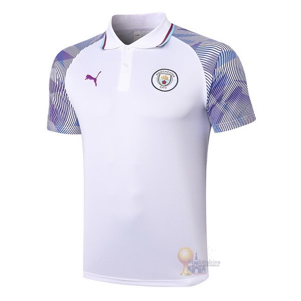 Calcio Maglie Polo Manchester City 2021 2022 Bianco Purpureo