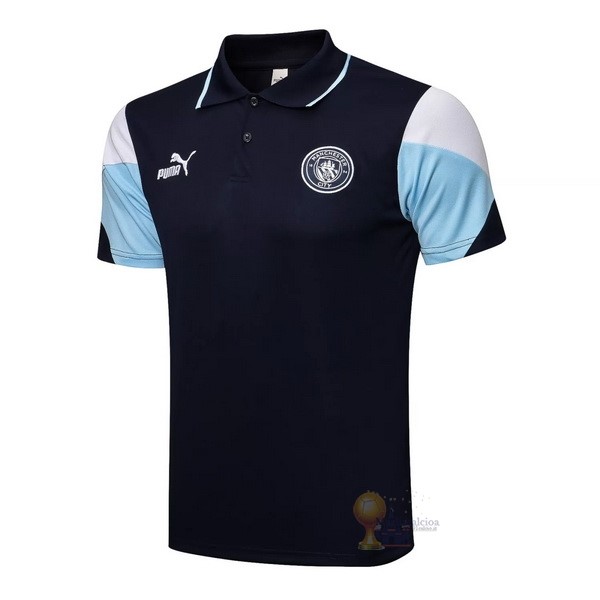 Calcio Maglie Polo Manchester City 2021 2022 Nero Blu Bianco