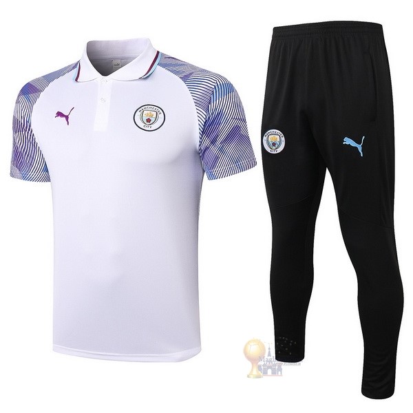 Calcio Maglie Set Completo Polo Manchester City 2021 2022 Bianco Purpureo Nero