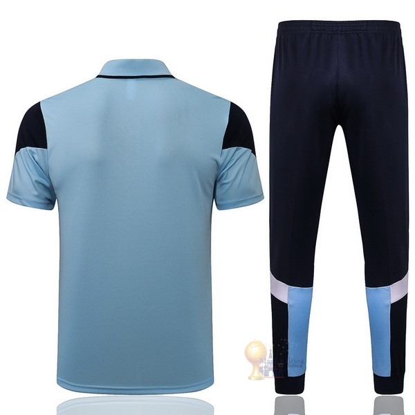 Calcio Maglie Set Completo Polo Manchester City 2021 2022 Blu Bianco Nero