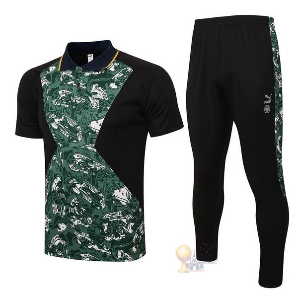 Calcio Maglie Set Completo Polo Manchester City 2021 2022 Verde Nero