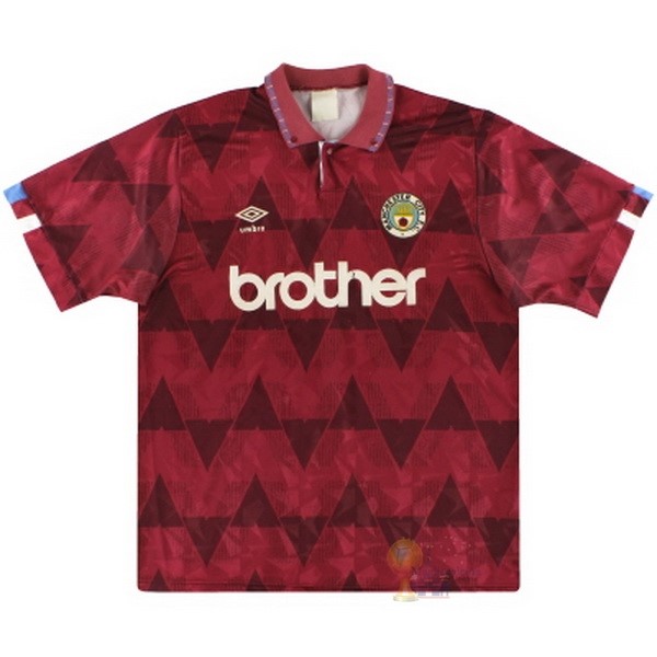 Calcio Maglie Away Maglia Manchester City Stile rétro 1990 1991 Rosso