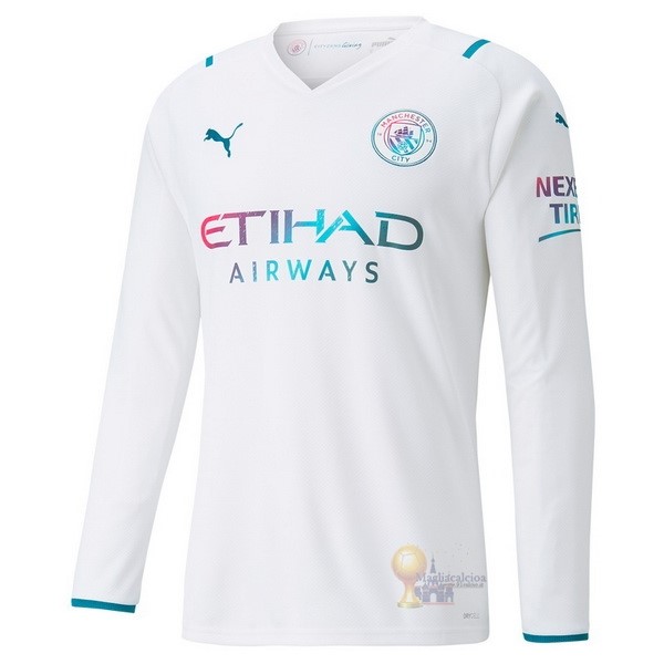 Calcio Maglie Away Manica lunga Manchester City 2021 2022 Bianco