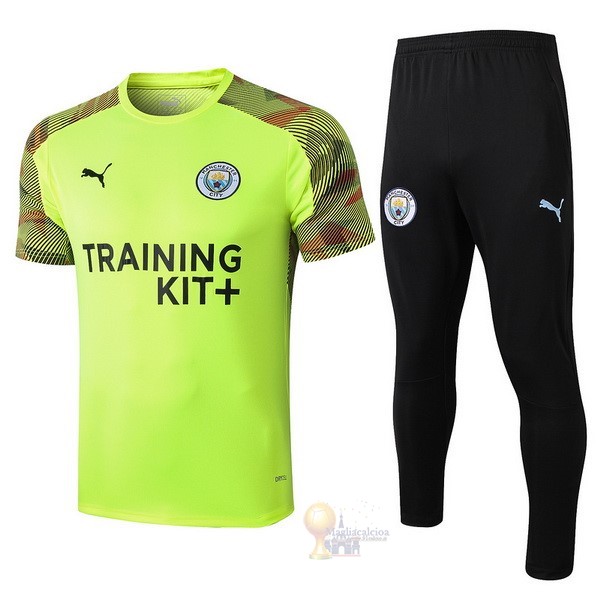 Calcio Maglie Formazione Set Completo Manchester City 2019 2020 Verde Nero