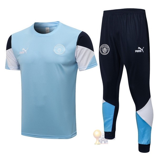 Calcio Maglie Formazione Set Completo Manchester City 2021 2022 Blu Bianco