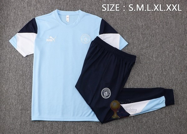 Calcio Maglie Formazione Set Completo Manchester City 2021 2022 Blu Bianco