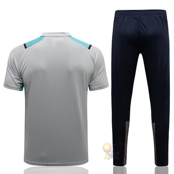 Calcio Maglie Formazione Set Completo Manchester City 2021 2022 Grigio Nero