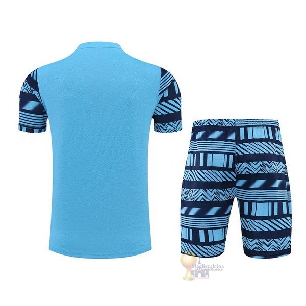 Calcio Maglie Formazione Set Completo Manchester City 2022 2023 Blu Arancione