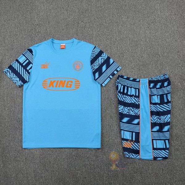 Calcio Maglie Formazione Set Completo Manchester City 2022 2023 Blu Arancione