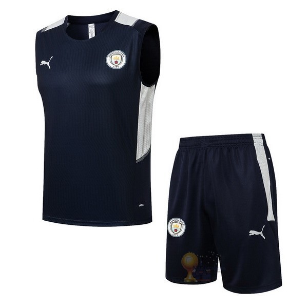 Calcio Maglie Formazione Sin Mangas Set Completo Manchester City 2021 2022 Blu Navy