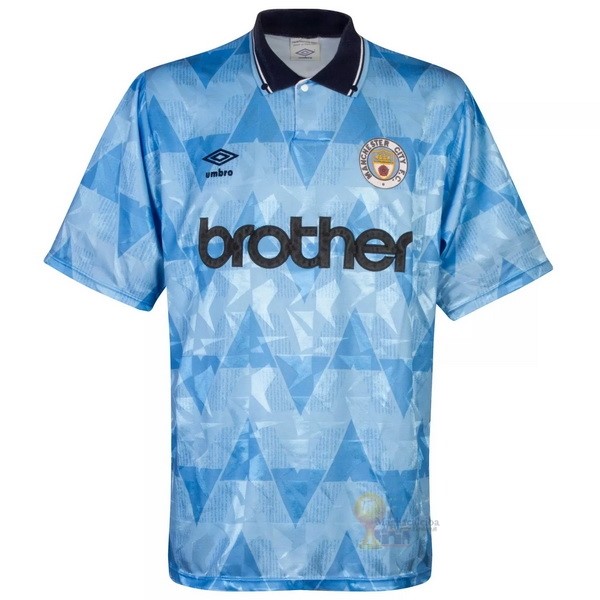 Calcio Maglie Home Maglia Manchester City Stile rétro 1989 Blu