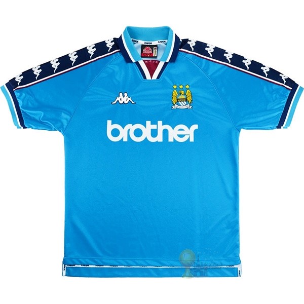Calcio Maglie Home Maglia Manchester City Stile rétro 1997 1999 Blu