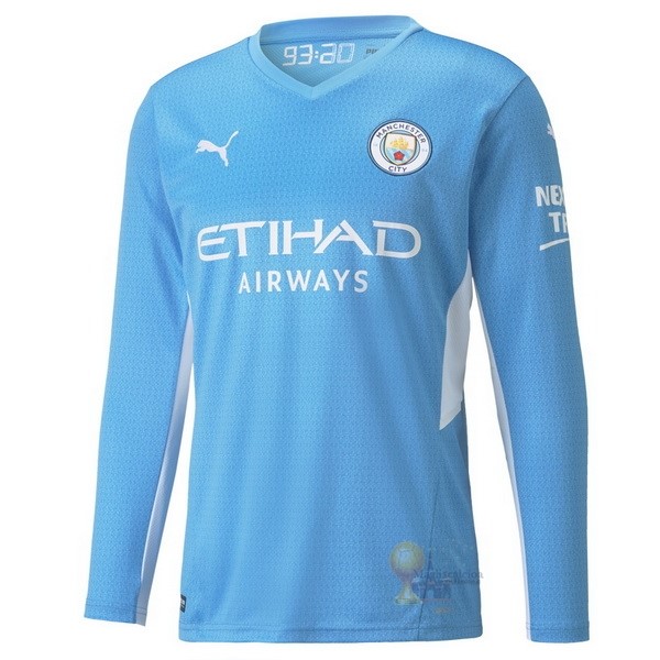 Calcio Maglie Home Manica lunga Manchester City 2021 2022 Blu