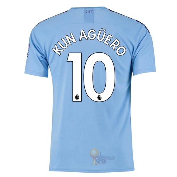 Calcio Maglie NO.10 Kun Aguero Home Maglia Manchester City 2019 2020 Blu