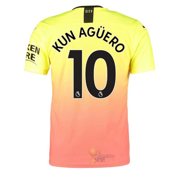 Calcio Maglie NO.10 Kun Aguero Terza Maglia Manchester City 2019 2020 Oroange