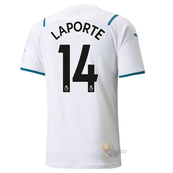 Calcio Maglie NO.14 Laporte Away Maglia Manchester City 2021 2022 Bianco