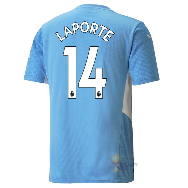 Calcio Maglie NO.14 Laporte Home Maglia Manchester City 2021 2022 Blu