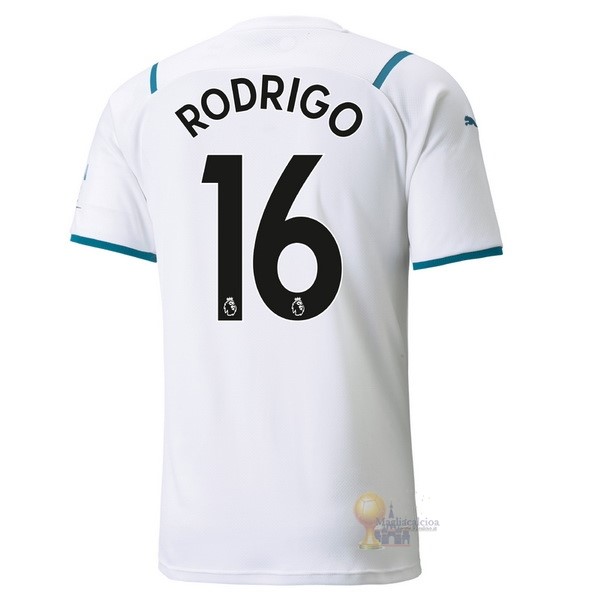 Calcio Maglie NO.16 Rodrigo Away Maglia Manchester City 2021 2022 Bianco