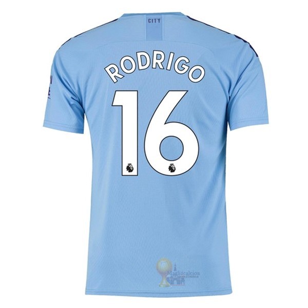 Calcio Maglie NO.16 Rodrigo Home Maglia Manchester City 2019 2020 Blu