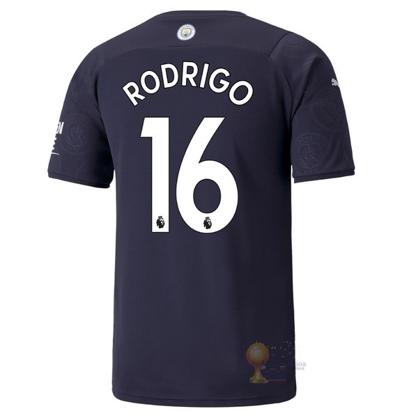 Calcio Maglie NO.16 Rodrigo Terza Maglia Manchester City 2021 2022 Blu Navy